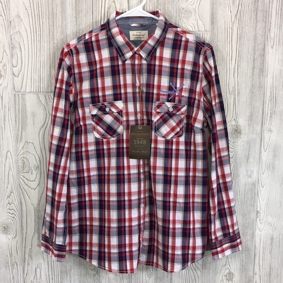 Arrowhead Ski Team Logo Plaid Shirt Weatherproof Vintage Brand Large - Picture 1 of 11